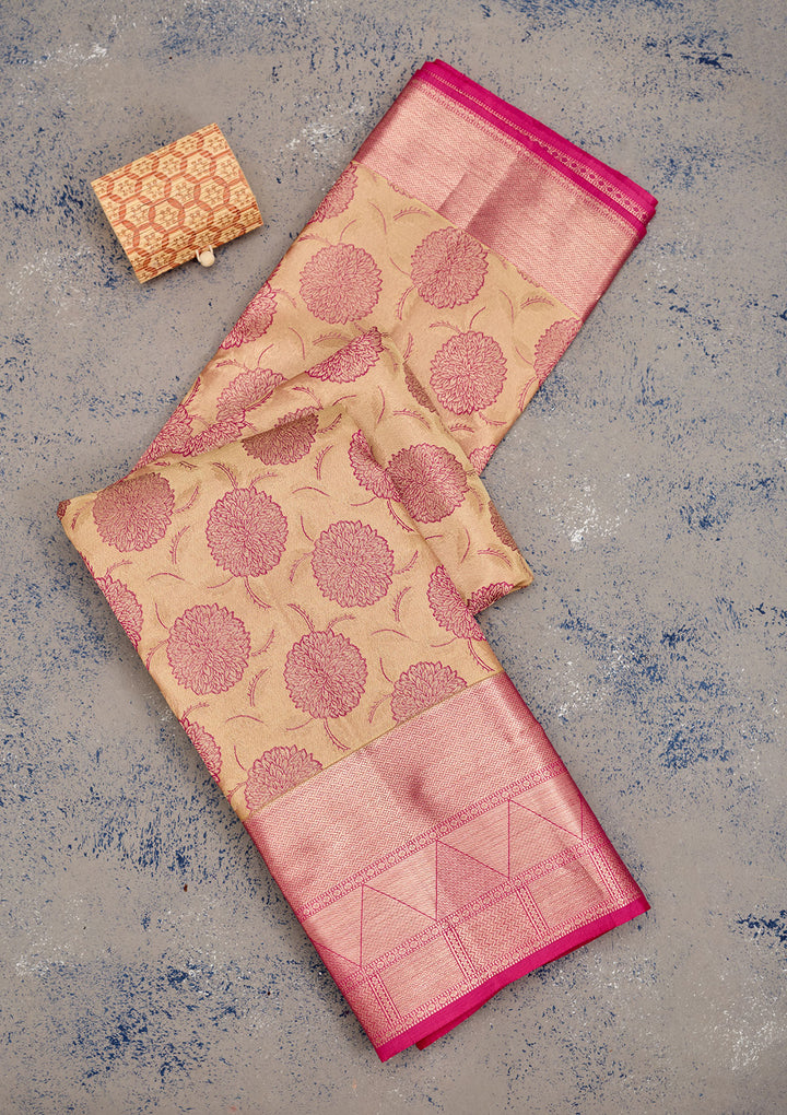 Beige Zariwork Pure Silk Saree