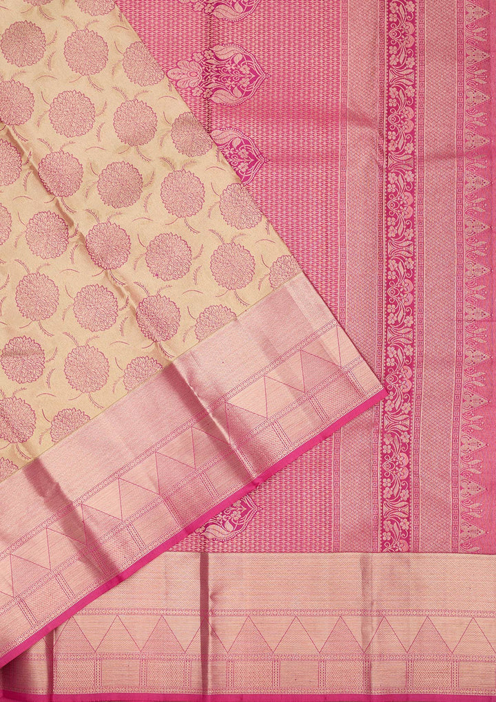 Beige Zariwork Pure Silk Saree