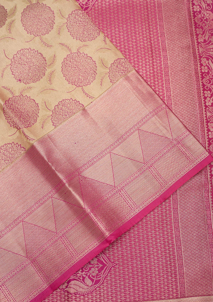 Beige Zariwork Pure Silk Saree