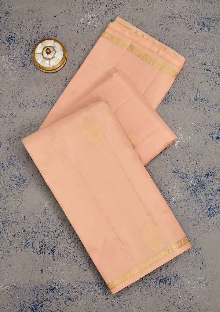 Light Peach Zariwork Pure Silk Saree