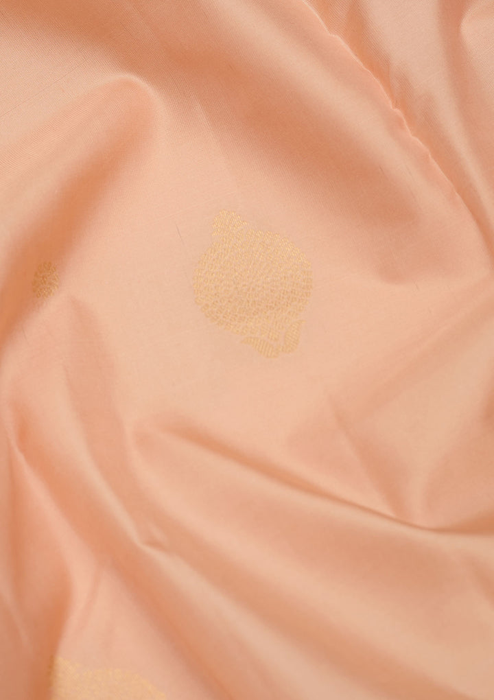 Light Peach Zariwork Pure Silk Saree