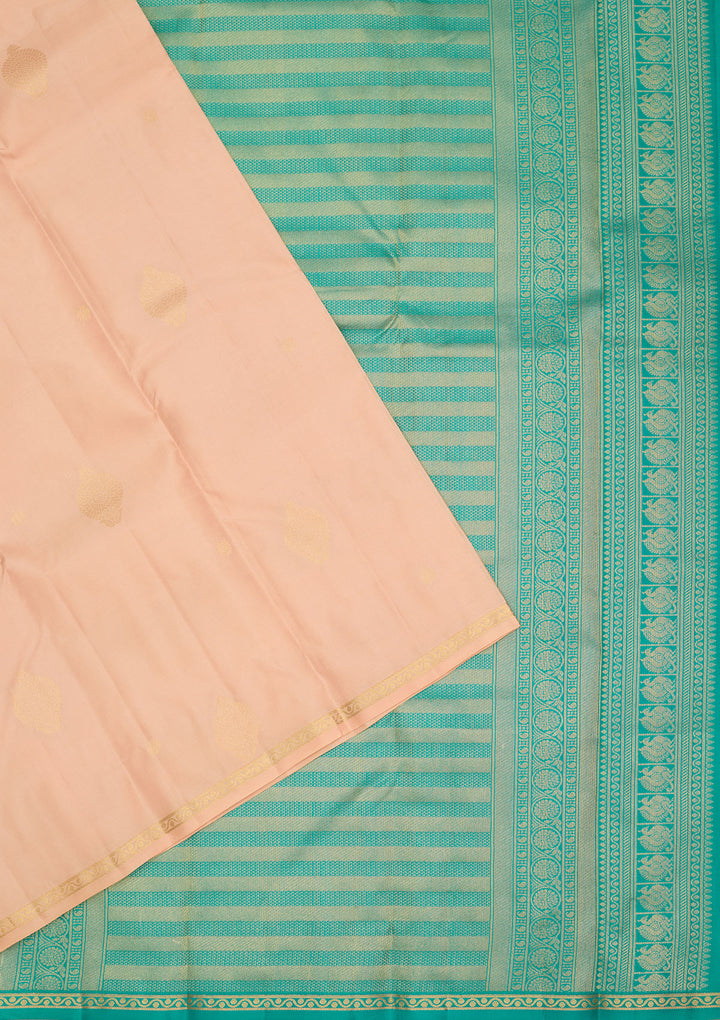 Light Peach Zariwork Pure Silk Saree