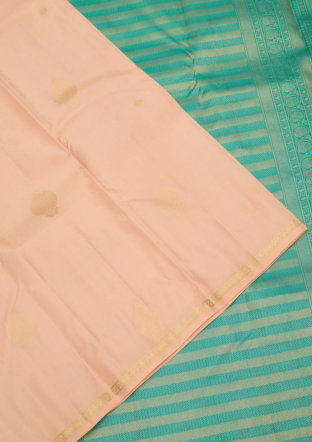 Light Peach Zariwork Pure Silk Saree