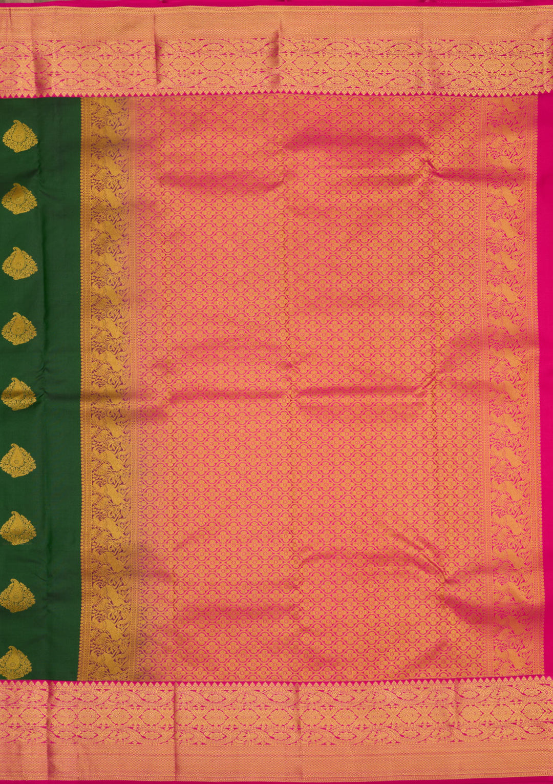 Bottle Green Zariwork Pure Silk Saree