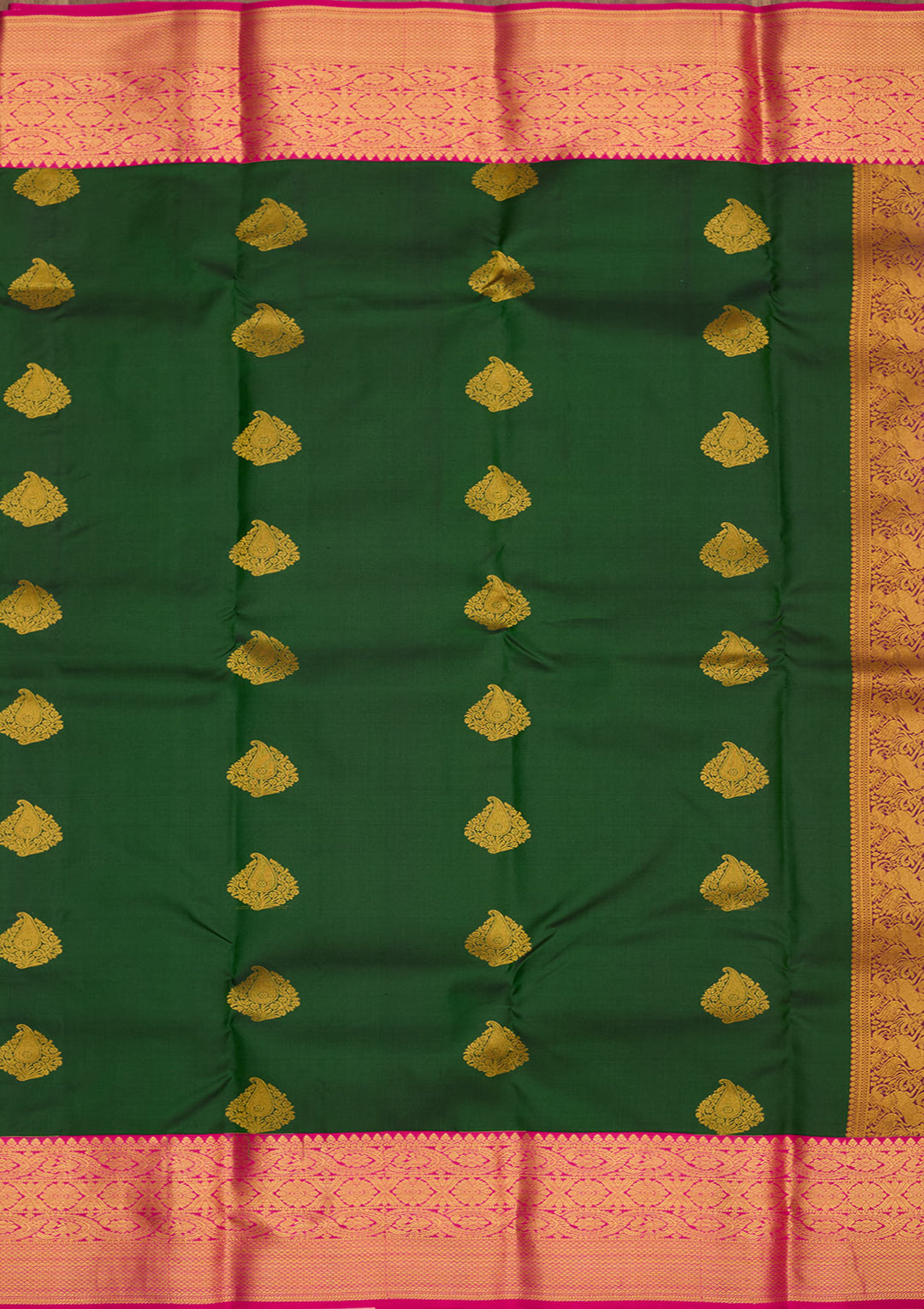 Bottle Green Zariwork Pure Silk Saree