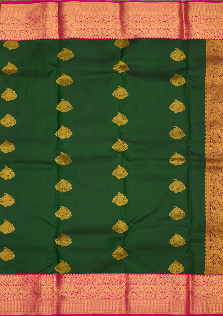 Bottle Green Zariwork Pure Silk Saree
