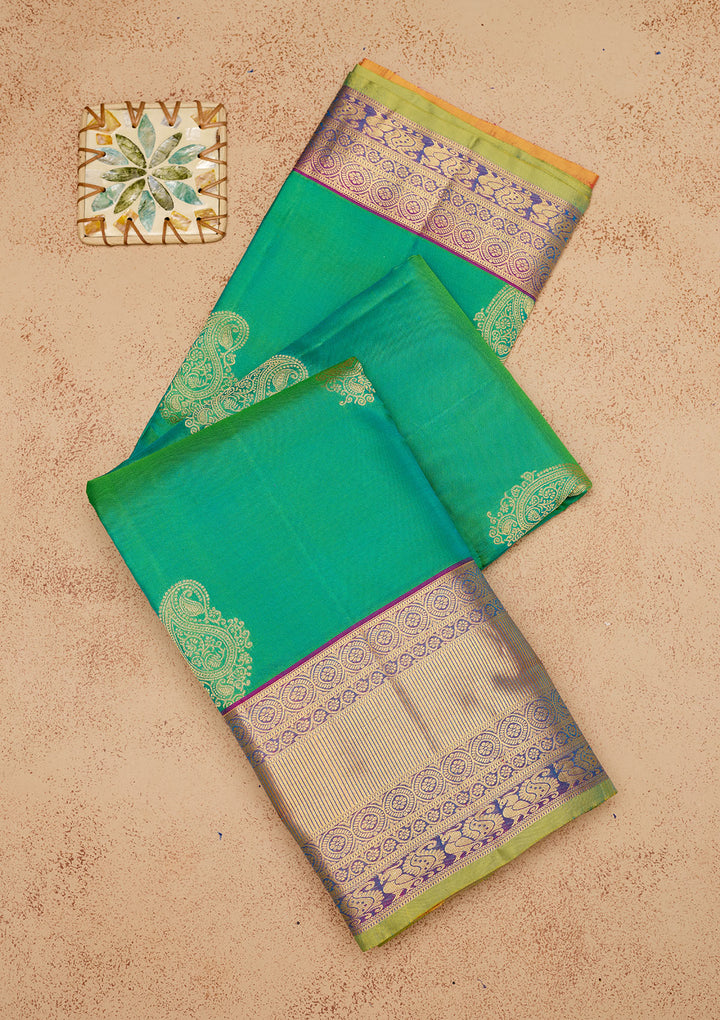 Rama Green Zariwork Pure Silk Saree
