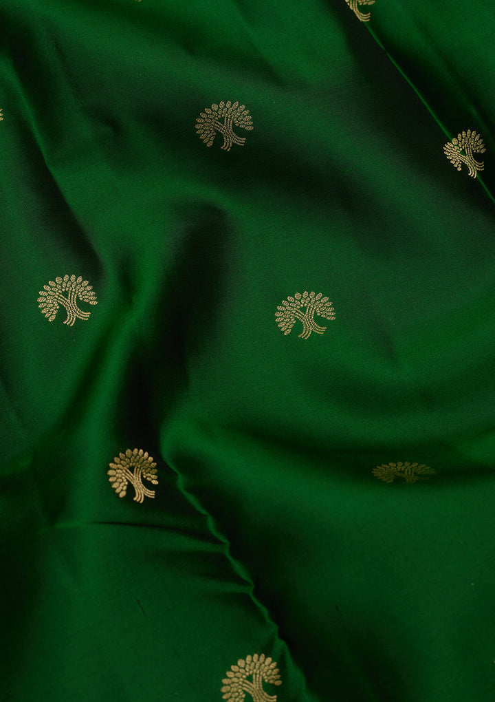 Bottle Green Zariwork Pure Silk Saree