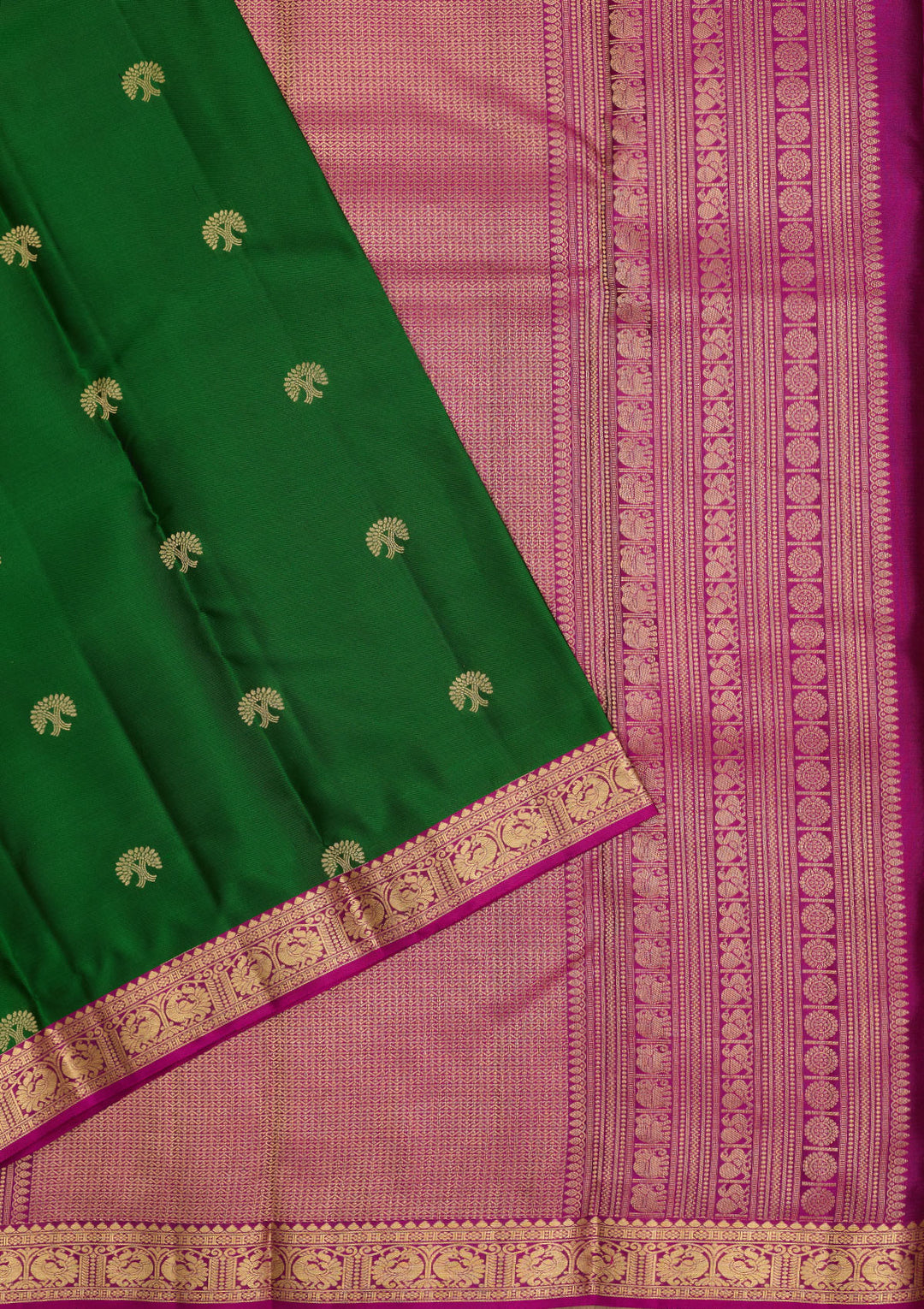 Bottle Green Zariwork Pure Silk Saree