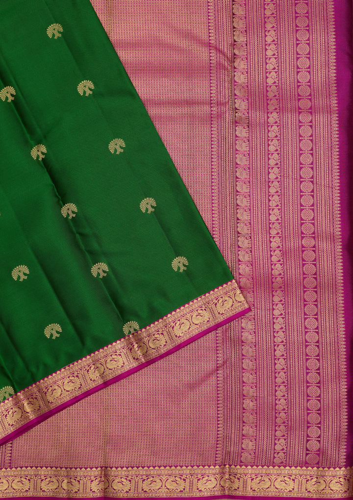 Bottle Green Zariwork Pure Silk Saree