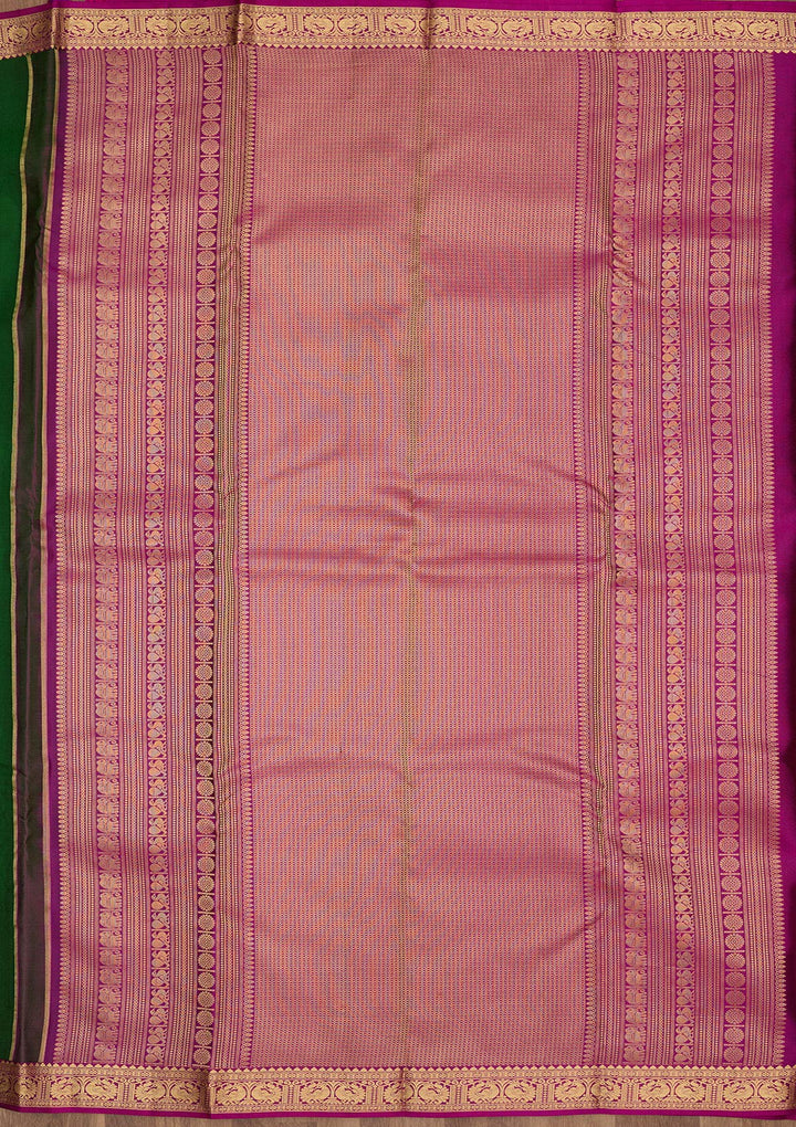 Bottle Green Zariwork Pure Silk Saree