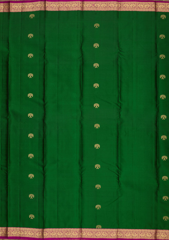 Bottle Green Zariwork Pure Silk Saree