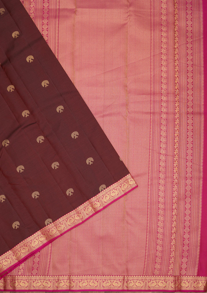 Dark Maroon Zariwork Pure Silk Saree