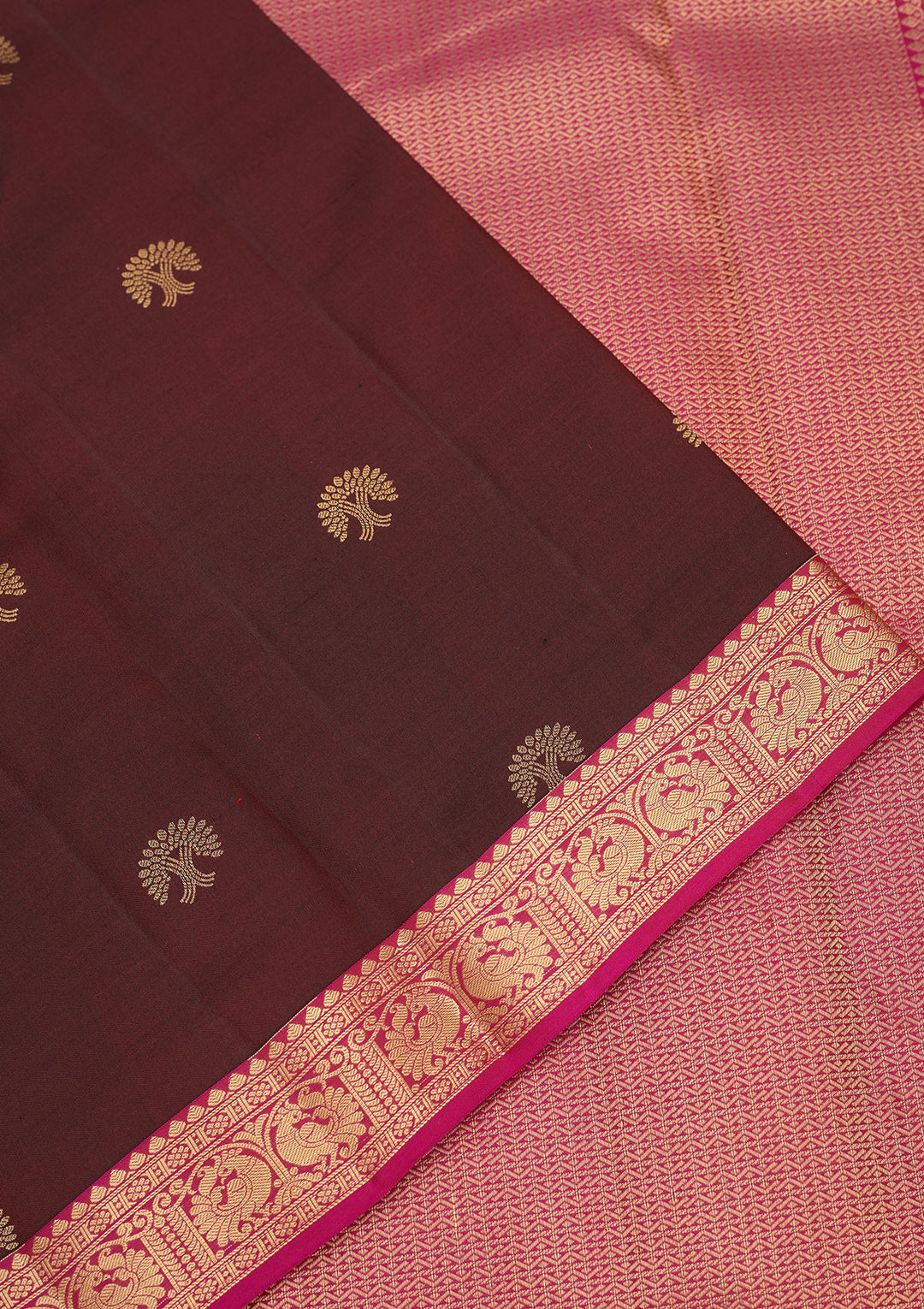 Dark Maroon Zariwork Pure Silk Saree