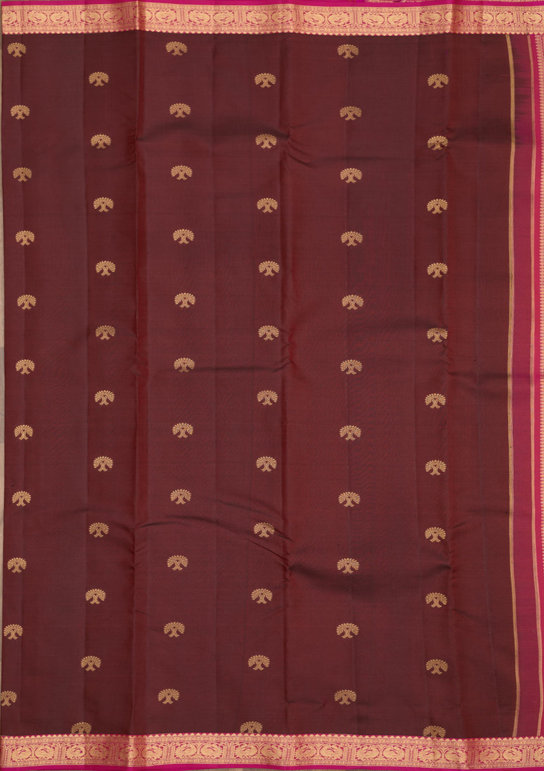 Dark Maroon Zariwork Pure Silk Saree