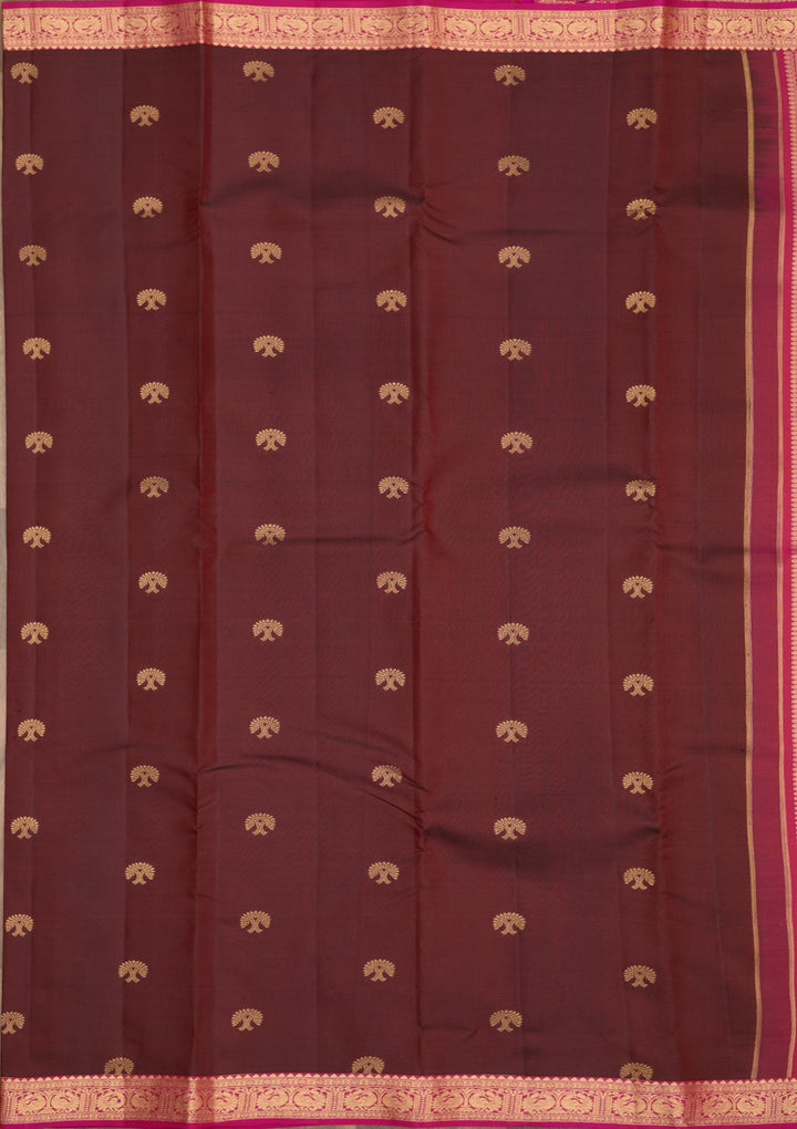 Dark Maroon Zariwork Pure Silk Saree