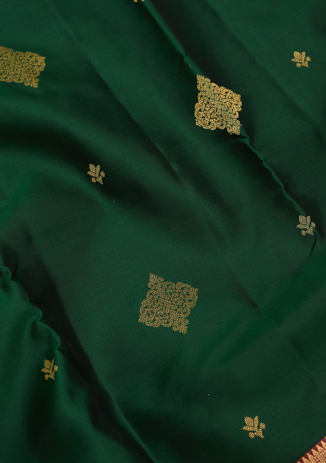 Bottle Green Zariwork Pure Silk Saree