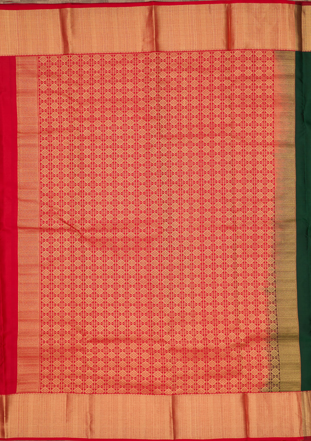 Bottle Green Zariwork Pure Silk Saree