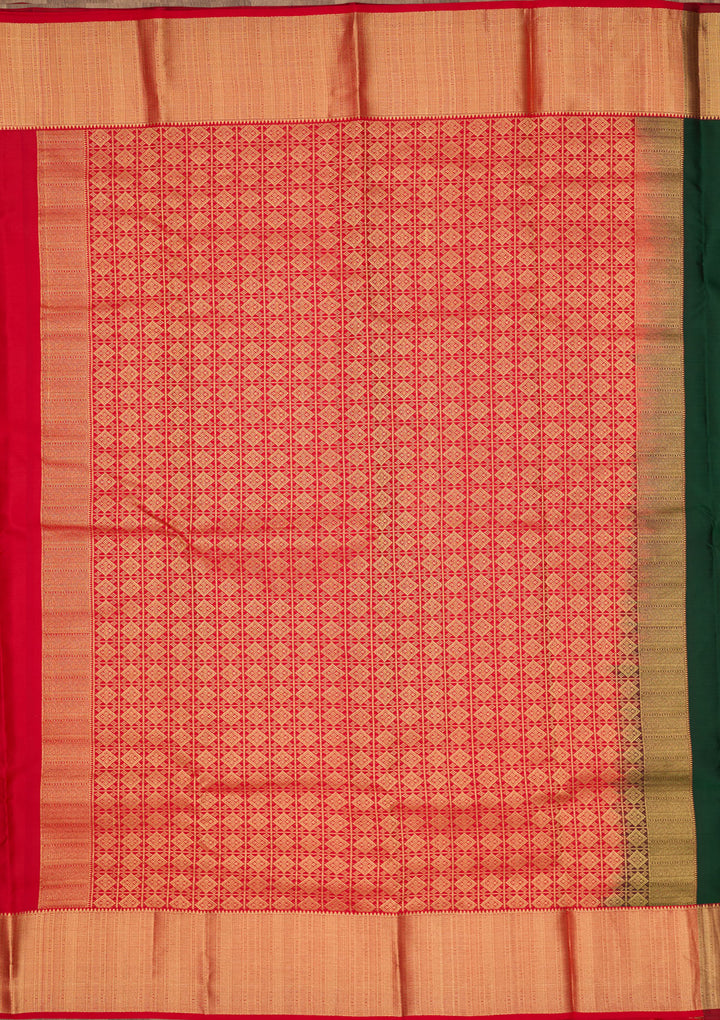 Bottle Green Zariwork Pure Silk Saree