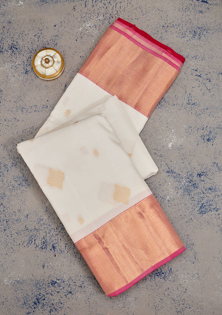 White Zariwork Pure Silk Saree