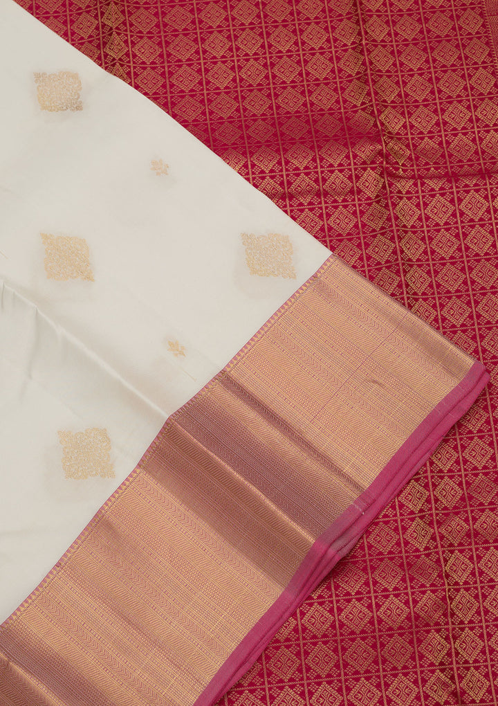 White Zariwork Pure Silk Saree
