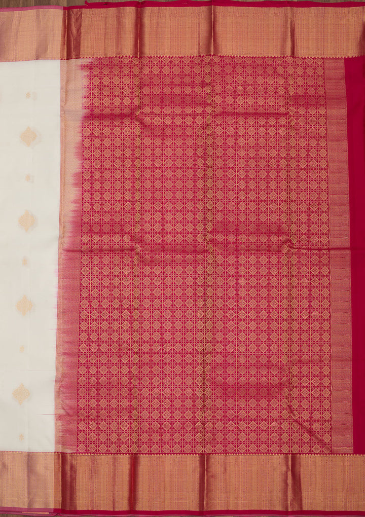 White Zariwork Pure Silk Saree