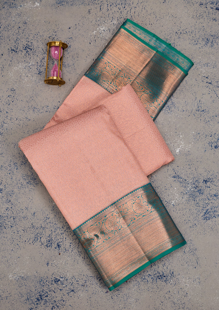 Peach Zariwork Pure Silk Saree