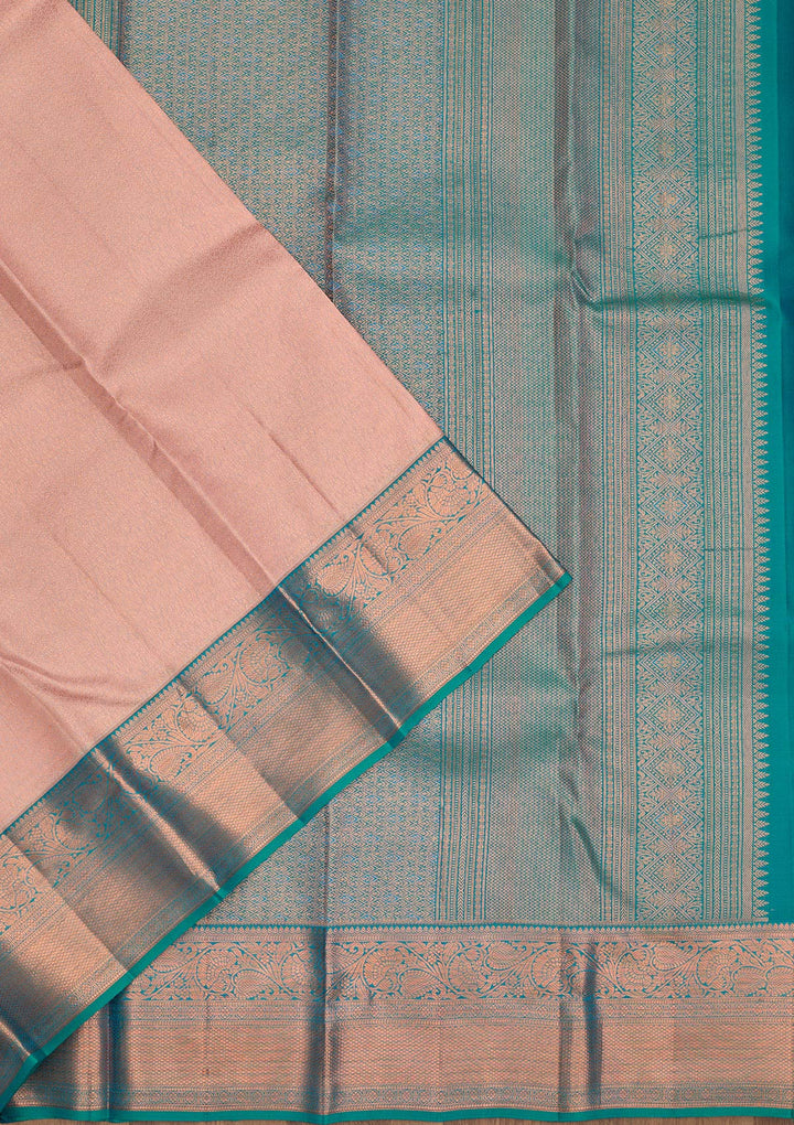 Peach Zariwork Pure Silk Saree