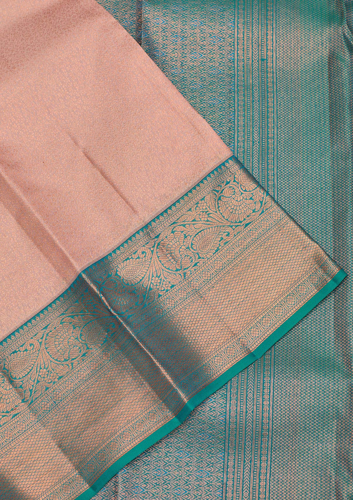 Peach Zariwork Pure Silk Saree