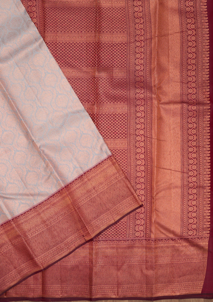 Light Grey Zariwork Pure Silk Saree