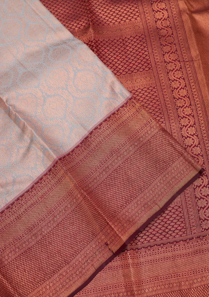 Light Grey Zariwork Pure Silk Saree