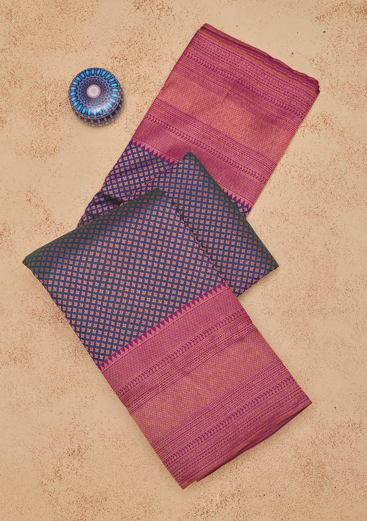 Navy Blue Zariwork Pure Silk Saree