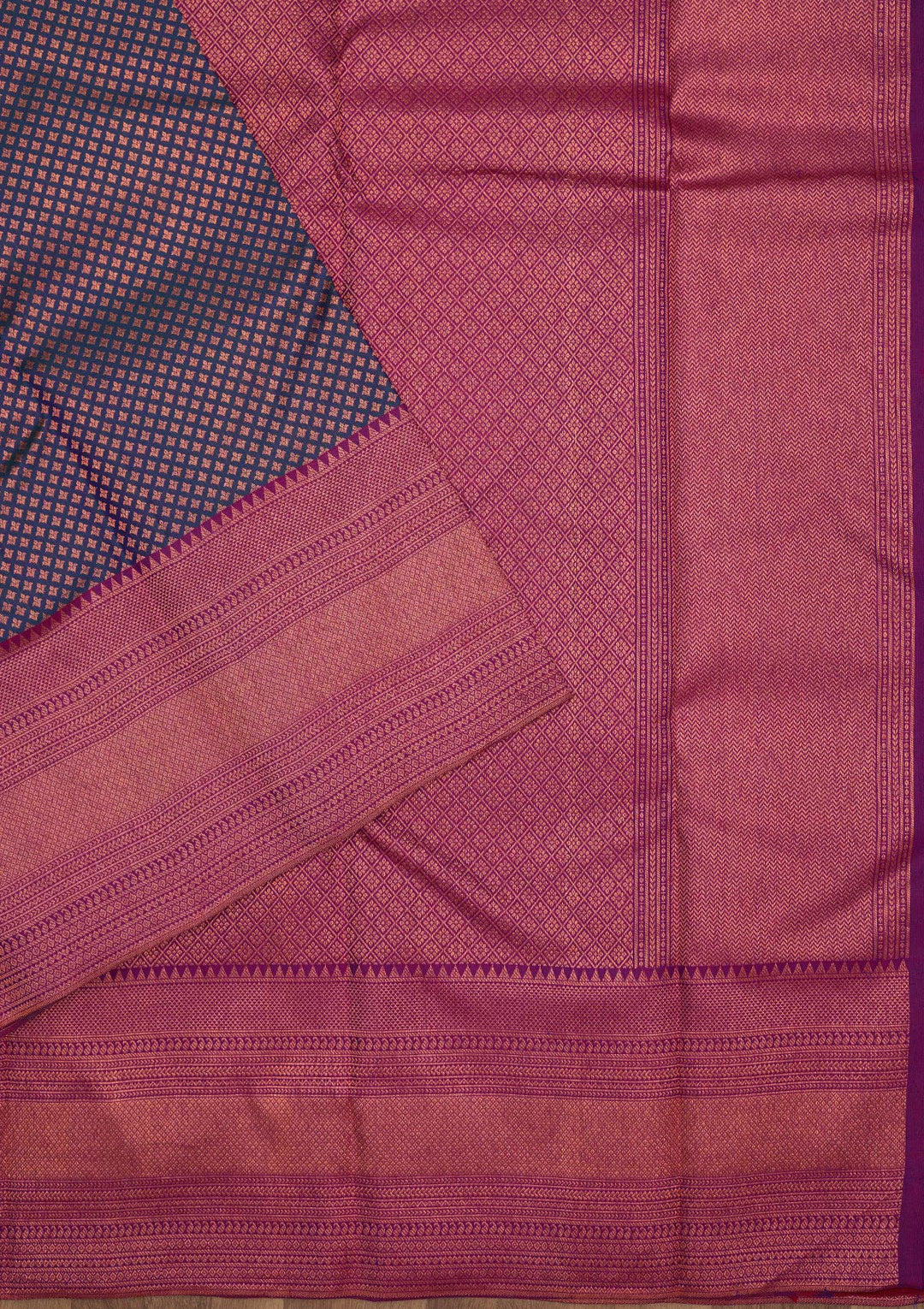 Navy Blue Zariwork Pure Silk Saree
