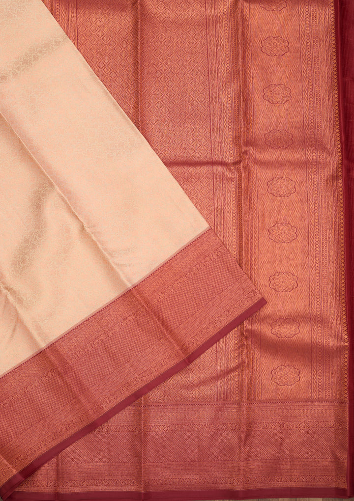 Beige Zariwork Pure Silk Saree