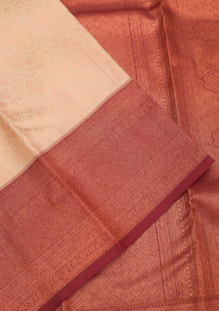 Beige Zariwork Pure Silk Saree
