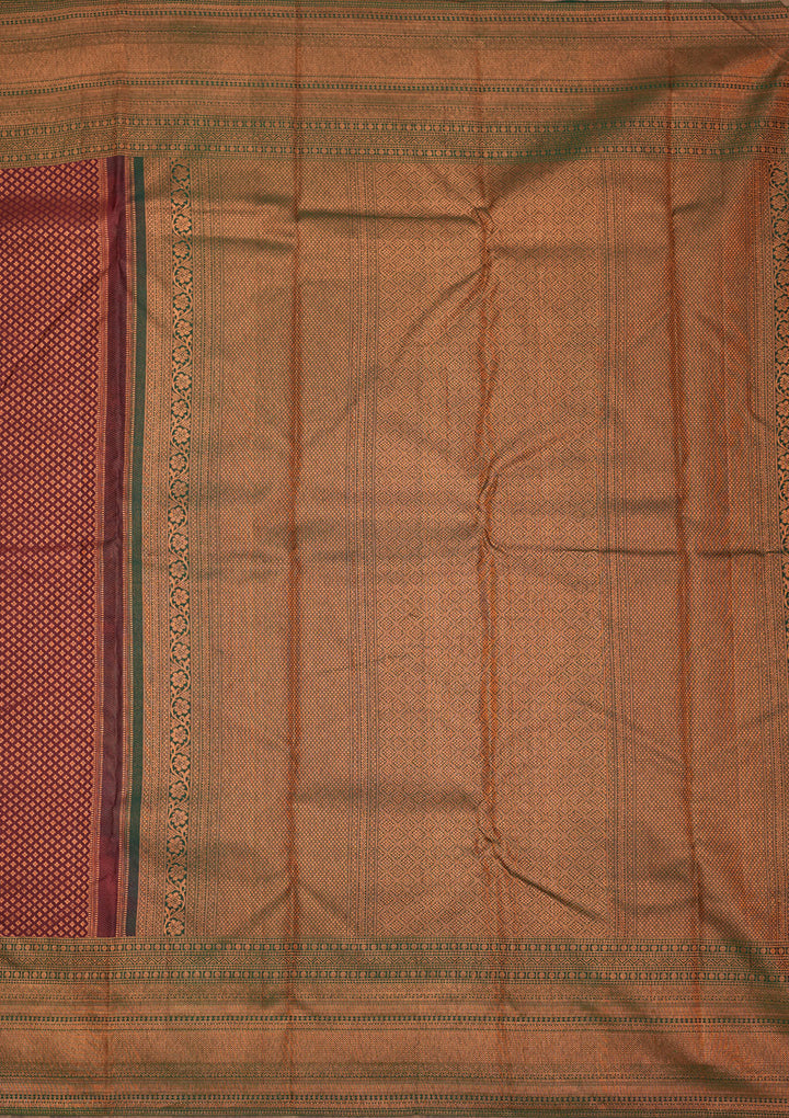 Wine Zariwork Pure Silk Saree