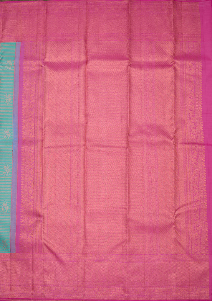 Turquoise Blue Zariwork Pure Silk Saree