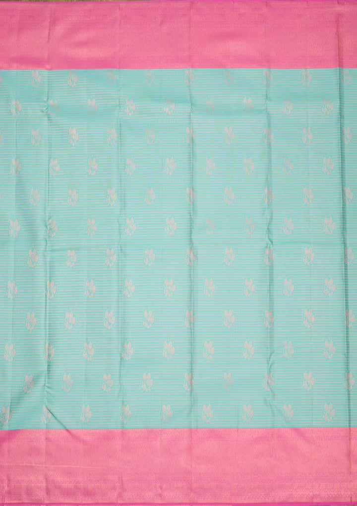 Turquoise Blue Zariwork Pure Silk Saree