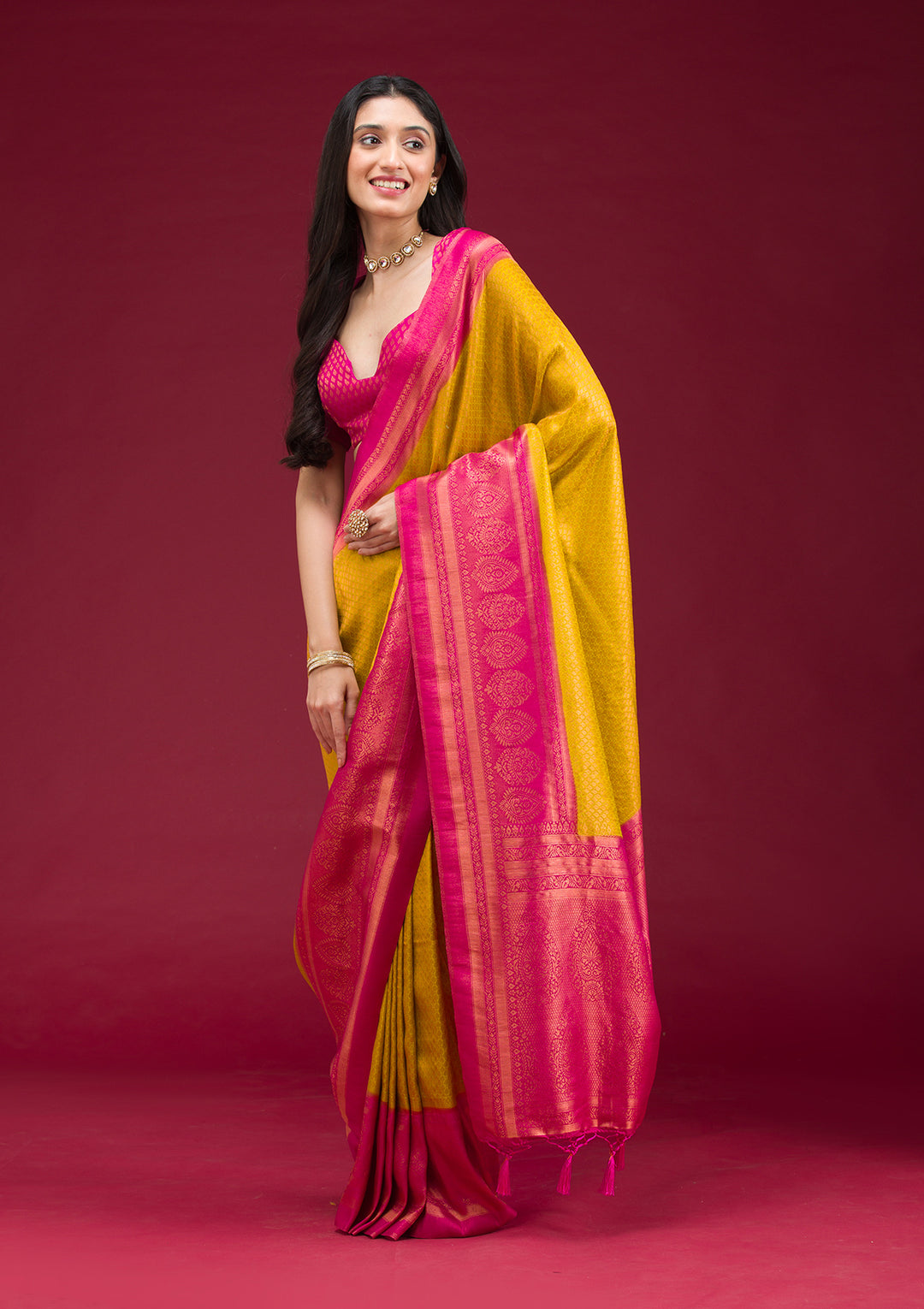 Gold Zariwork Art Silk Saree
