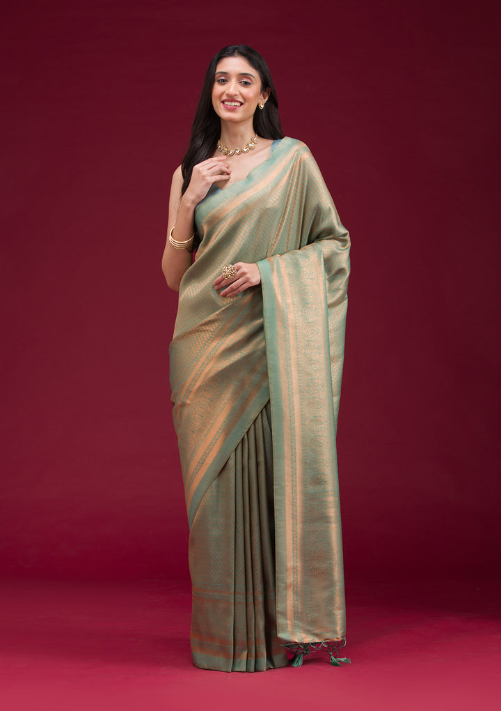 Sea Green Zariwork Art Silk Saree
