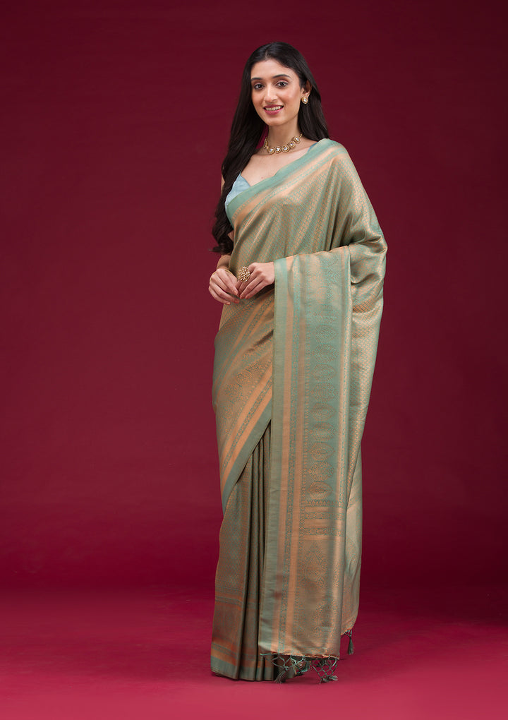 Sea Green Zariwork Art Silk Saree