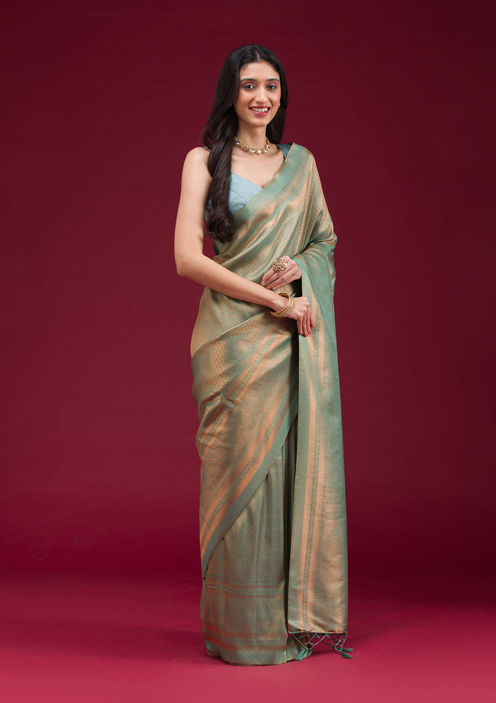 Sea Green Zariwork Art Silk Saree