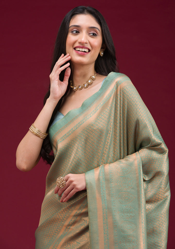 Sea Green Zariwork Art Silk Saree
