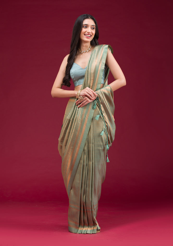 Sea Green Zariwork Art Silk Saree