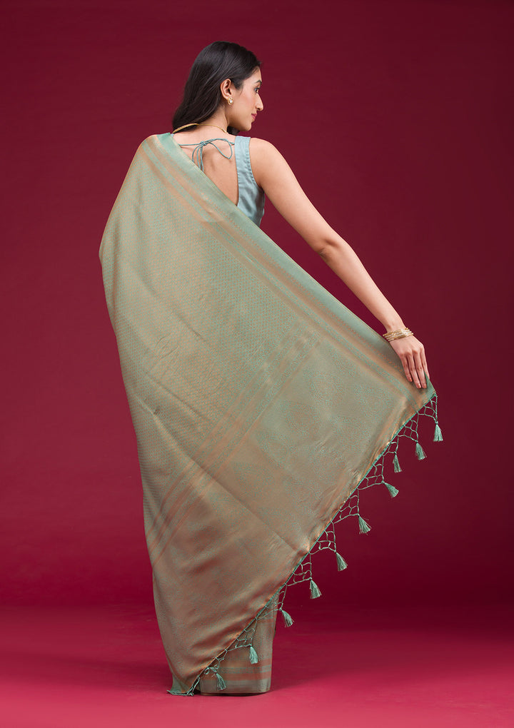 Sea Green Zariwork Art Silk Saree