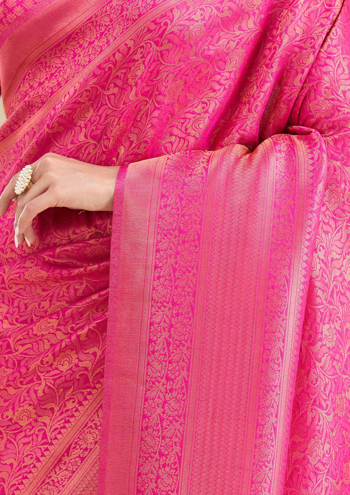 Rani Pink Zariwork Art Silk Saree