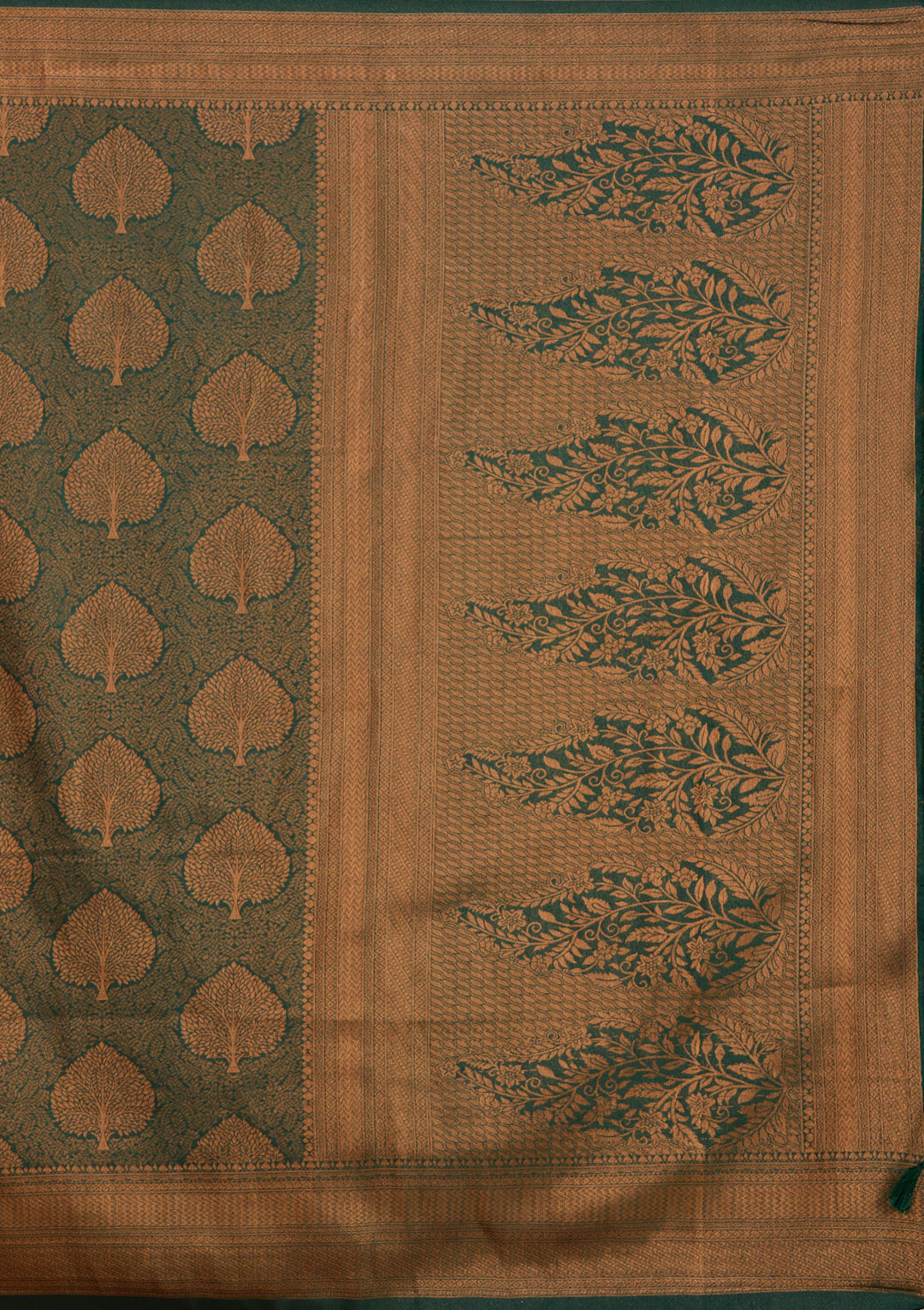 Bottle Green Zariwork Art Silk Saree