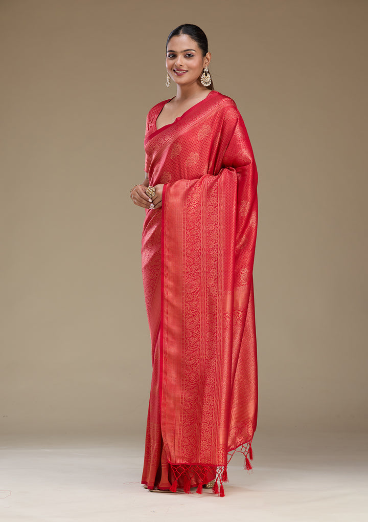 Red Zariwork Art Silk Saree