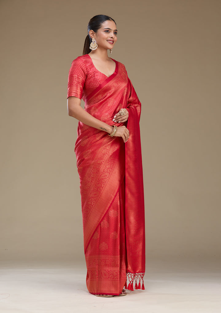 Red Zariwork Art Silk Saree