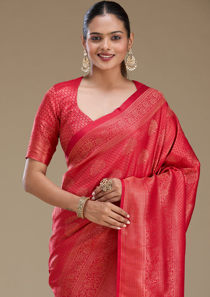 Red Zariwork Art Silk Saree